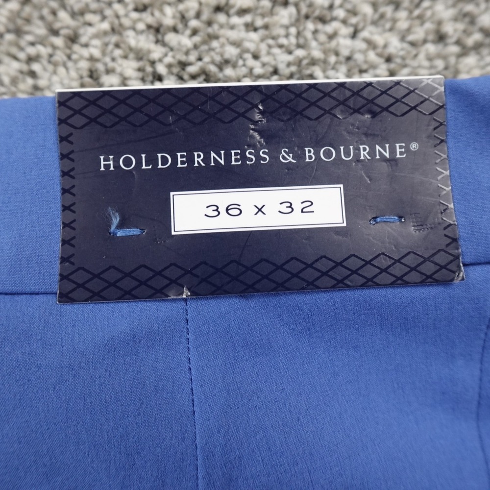 NEW Holderness Bourne Pants Mens 36X32 Blue Garvey Chino‎ Performance Stretch